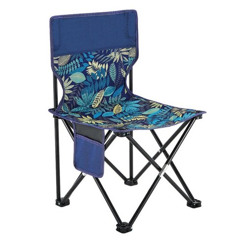 접이식 낚시 의자 접이식 휴대용 캠핑 등받이 의자 사이드 파우치 포켓 및 캐리 백이있는 접이식 야외 좌석, 블루 L, 단일, 스틸 옥스포드
