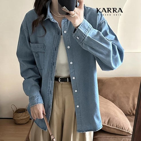 KARRA 스티치포켓데님셔츠_A4S0391