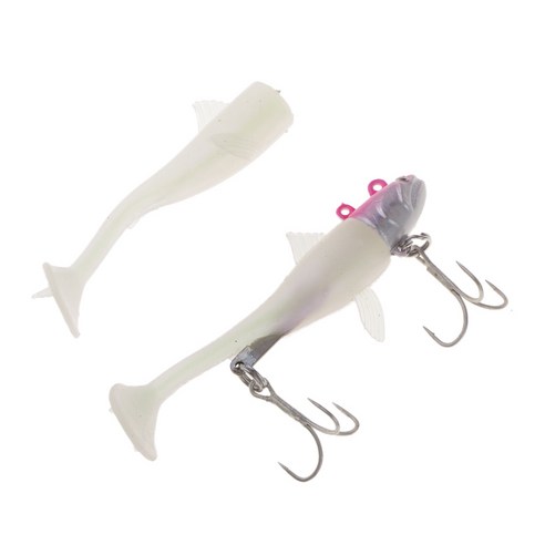 YSSHOP 트레블 훅으로 리드 헤드 인공 소프트 낚시 유혹, 7.5cm, 빨간 머리, 실리콘