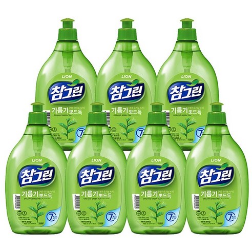 참그린 녹차 뽀드득 주방세제, 480ml, 7개