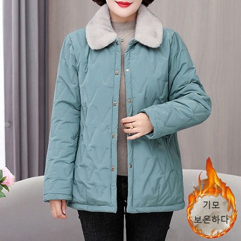슬림소녀 여성 겨울 따뜻한 기모 면패딩 점퍼 중년 누빔 패딩상의
