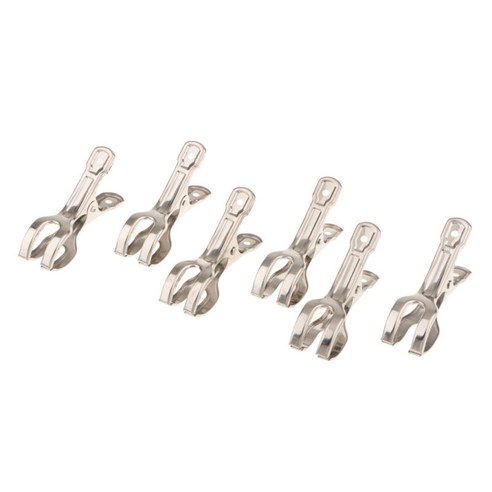 6 헤비 듀티 빨랫줄 옷걸이 클램프 인화지 핀 파티 호의 팩, 85x23mm, 실버, 스테인레스 스틸