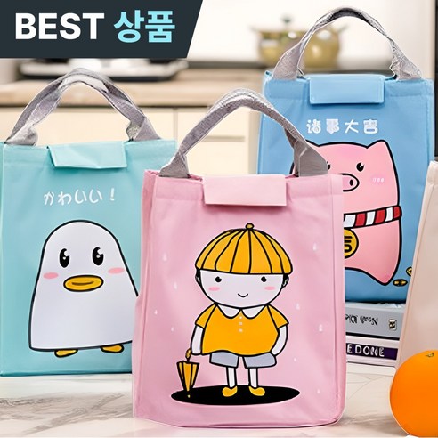 르테크 귀여운 보온 보냉백 도시락 가방, 오리, 1개