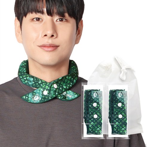 블랙야크 복주머니형 아이스 넥쿨러 2개입, 그린, 2개