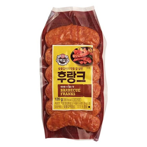 백설 숯불갈비후랑크, 2개, 120g