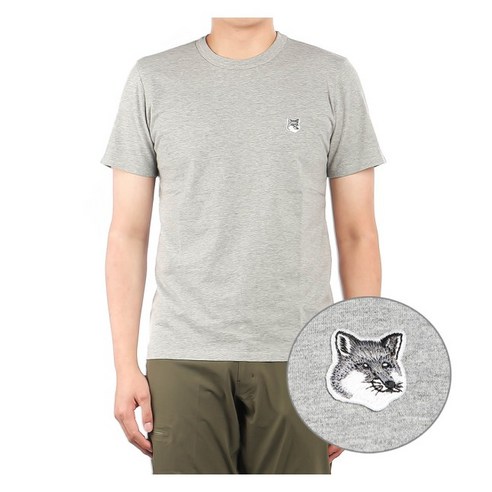 메종키츠네 23FW (GM00118KJ0008 GREY MELANGE) 남성 폭스헤드 반팔 티셔츠
