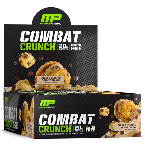 머슬팜 컴뱃 글루텐 프리 프로틴바, 63g, 1개, 더블 스터프드 쿠키 도우(Double Stuffed Cookie Dough)