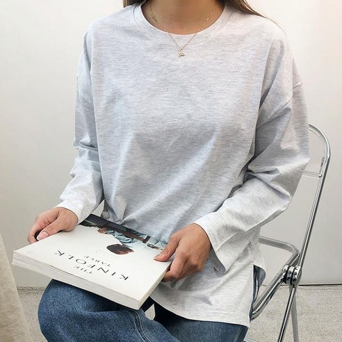 커밍투유 여자 바이오워싱 옆트임 티셔츠 긴팔