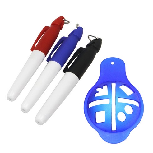 YSSHOP 골프 공 라이너 마커 라인 드로잉 정렬 도구 3 마커, 푸른, 플라스틱