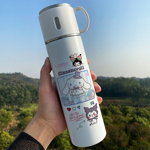 옥 개 보온병 만화 귀여운 패션 학생 간단한 일본식 대용량 물 컵 뚜껑 음료수, XA1156 만화, 350ml 뚜껑 수 컵