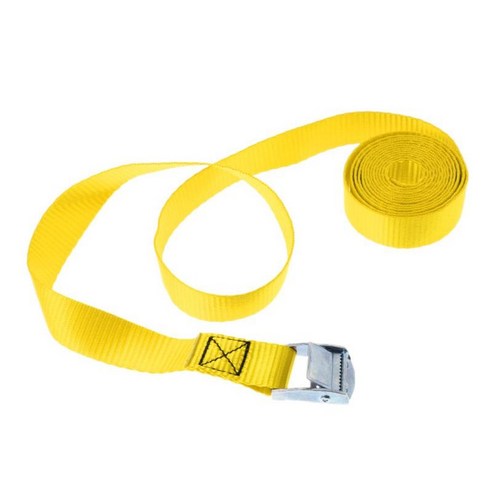 금속 캠 버클 루프 랙이있는 25mm x 2.5m 헤비 듀티 타이 다운 스트랩 트레일러화물 수하물로드 래싱 벨트 달아서, 옐로우, 폴리 에스터