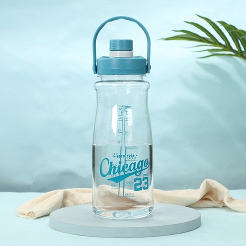 1.5L 야외 스포츠 공간 컵 여름 고온 누출 방지 플라스틱 컵 대용량 체육관 여행 주전자, 레이크 블루 2033, 1500ml