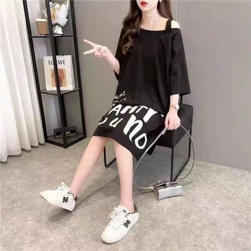 ggpx원피스 여성용 2023 미디 드레스 느슨한 옷 오프 숄더 블랙 미학 하라주쿠 핫 한국 스타일 의상 원피스 X Best Top5