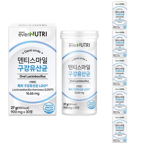 에버뉴트리 덴티스마일 구강유산균 자일리톨 특허 유산균, 6개, 30정
