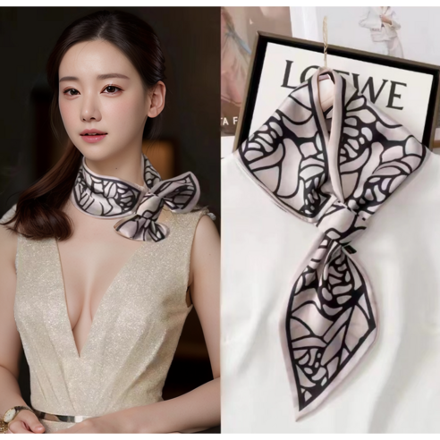 이루다킹 여성 실크 쁘띠 스카프 방도 고리형, 당신의 패션을 완성하다 방도스카프