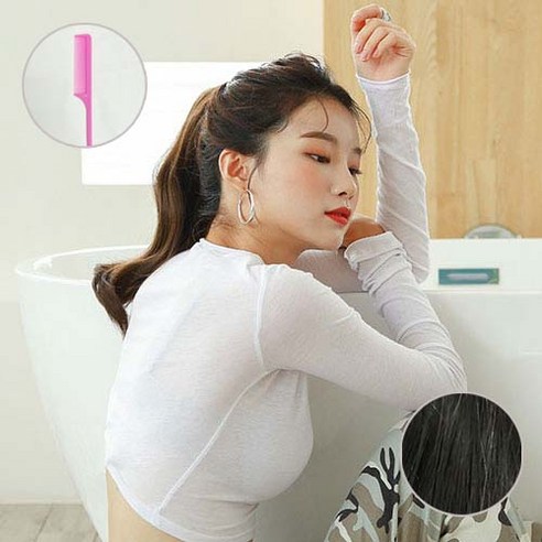 가발매니아 제니 32cm 2초포니 핀 포니테일(제디원사) 집게가발 묶음머리+꼬리빗1개, 내츄럴블랙