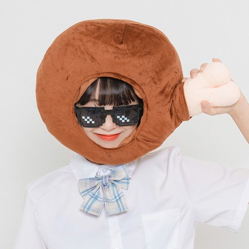 말랑마쥬 인생네컷 동물 캐릭터 모자 할로윈 파티 소품, 1개, 닭다리