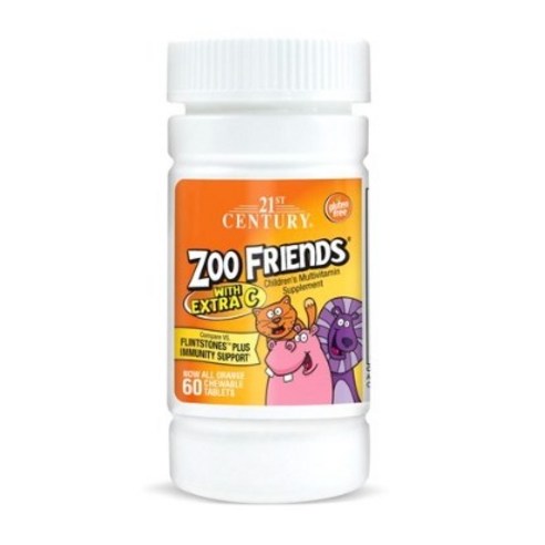 21st 센추리 주 어린이 비타민C 츄어블 60정 2팩 21st Century Zoo Friends with Extra C Chewable 60 Tablets 2 Pack, 60정, 60개입, 2개... 