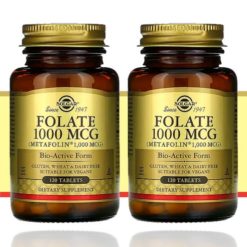 1+1 솔가 활성형 엽산 활성엽산 1000mcg 120정 메타폴린, 2개
