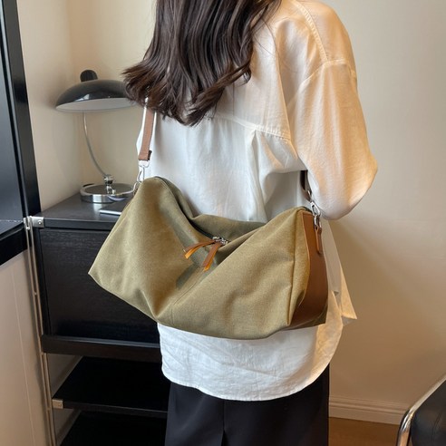 대용량 베이직 캔버스 크로스백 숄더백 여성용 헬스가방