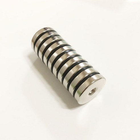 [제이스마그네트] D25x5t 네오디움 원형사라자석, 3p세트 25x5(6.5x4.2)