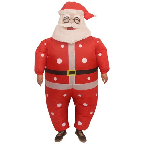 크리스마스 코스튬의상 트리 산타 루돌프 에어슈트 인형탈 풍선, 1개, 16.땡땡이 산타 키(150-190cm)