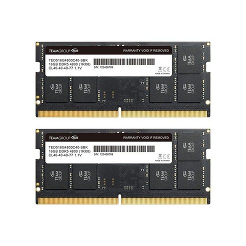 TEAMGROUP Elite SODIMM DDR5 16GB 4800MHz PC5-38400 CL40 Non-ECC 언버퍼드 1.1V 262핀 노트북 메모리 모듈 램 – TED516, 32GB Kit (2x16GB) Best Top5