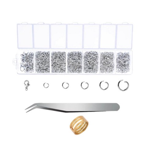 1 상자 보석 만들기 스타터 키트 세트 귀걸이 목걸이 결과 DIY 공예, 6.2x1.1x0.5 인치, 금속, 실버