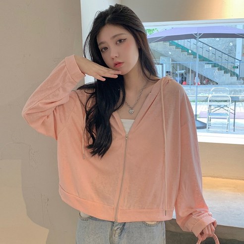 DFMEI 메쉬 썬 스크린 의류 여성 여름 얇은 느슨한 슈퍼 요정 셔츠 긴 소매 소금 시리즈 카디건 코트 요정 모든 매치, DFMEI 핑크