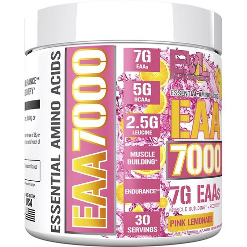 EVLUTIONNUTRITION EAA 7000 필수아미노산 핑크 레모네이드 맛, 1개, 309g