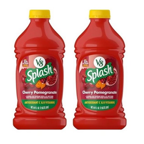 V8 6766693160 Splash 체리 석류 맛 주스 음료 194ml(64액량 온스) 병, 64 Fl Oz (Pack of 1) 석류주스