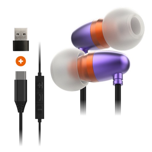 맥스틸 서라운드 7.1 노이즈캔슬링 마이크 C타입 유선 게이밍 이어폰 + USB 변환 젠더 세트, 퍼플, GM-AZEL3ENC