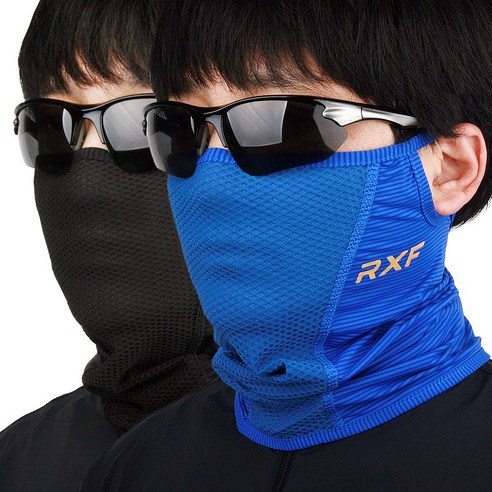 RXF MAX-7 1+1 여름 스포츠마스크 골프 등산 자전거마스크 얼굴햇빛가리개, 블랙+블루, 2개