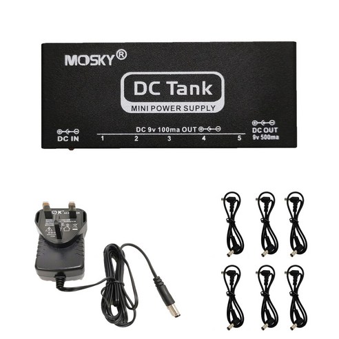 Mosky DC Tank 9V 기타 페달 전원 공급 장치 6 이펙트 페달 용 절연 출력 미니 기타 액세서리, 하나, EU Plug agb게임보이튜닝 Best Top5