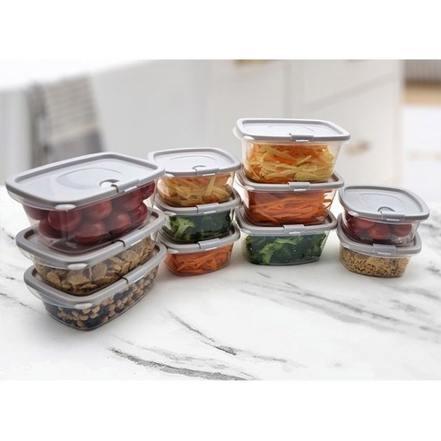 국내생산 BPA FREE 바로한끼 전자레인지용 보관용기 350ml 그레이 10개 1세트