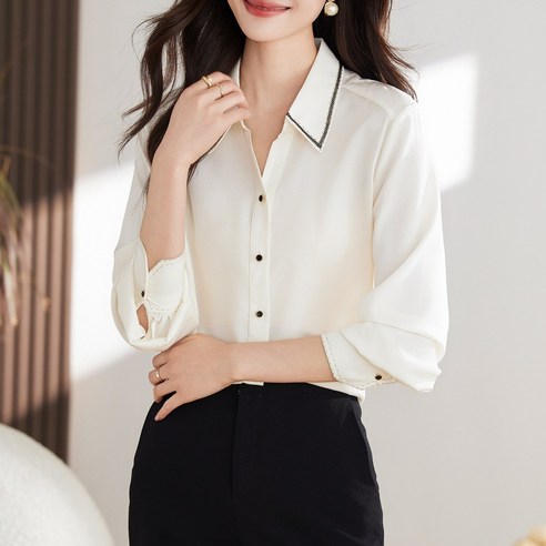 세련닷 여성 브이넥 셔츠 정상 상의