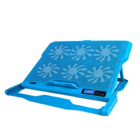 노트북 냉각 패드 노트북 쿨러 패드 6 조용한 led 팬 노트북 컴퓨터용 듀얼 USB 전원 게임용 노트북 냉각 스탠드, 푸른, 14.7 x 11.2 x 0.9 인치, 플라스틱