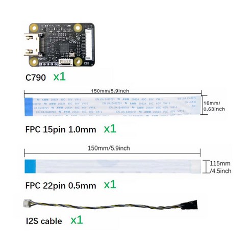 Raspberry Pi HDMI 호환 CSI 2 및 I2S C790 1080P 60Hz IN 1080 p25fp ZERO 3B 4B CM3 지지대 오디오 비디오용, 03 C790