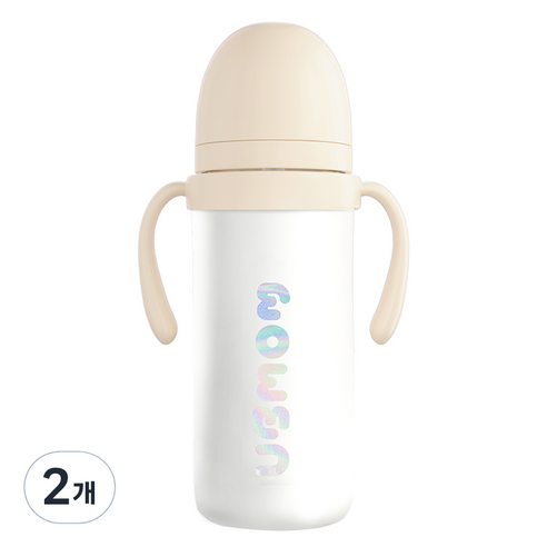 유비맘 유아용 시그니처 보온보냉 스테인리스 빨대컵 330ml, 2개, 요거트(베이지)