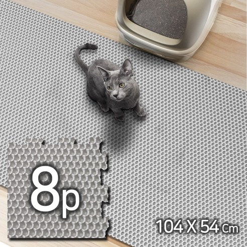 펫톡톡 고양이 사막화방지 퍼즐 모래매트 벌집엠보, 연그레이, 1세트