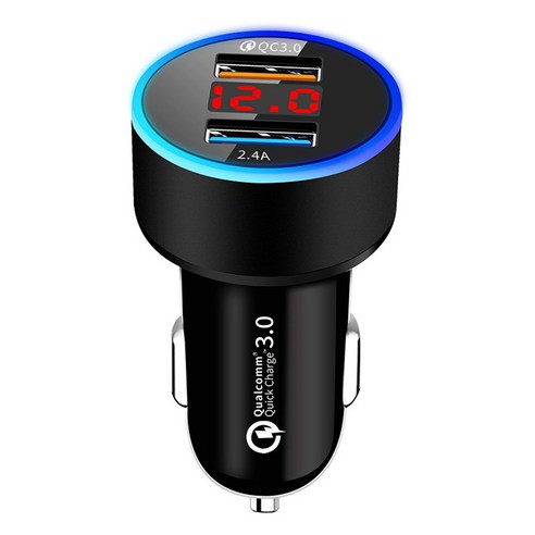 다기능 디스플레이 자동차 충전기 3.1A 듀얼 USB 스마트 폰 충전기 LED 조명, 디지털 튜브는 검은 색과 검은 색 OPP 가방을 보여줍