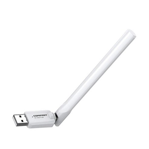 WiFi 어댑터 300Mbps 수신기 네트워크 어댑터(3dBi 안테나 포함) 2.4GHz 고이득(OS10.6 OS10.11용 데스크탑 PC 노트북용), 174x19x12.5mm, 하얀색, 플라스틱