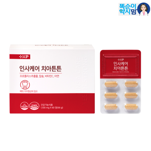 [그린헬스] 약국정품 고함량 프로폴리스 흡수율 높은 코랄칼슘 잇몸영양제 인사케어 치아튼튼, 1개, 60정