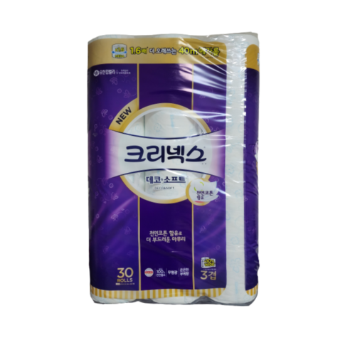 크리넥스 데코 앤 소프트 3겹 40m 30롤 1개