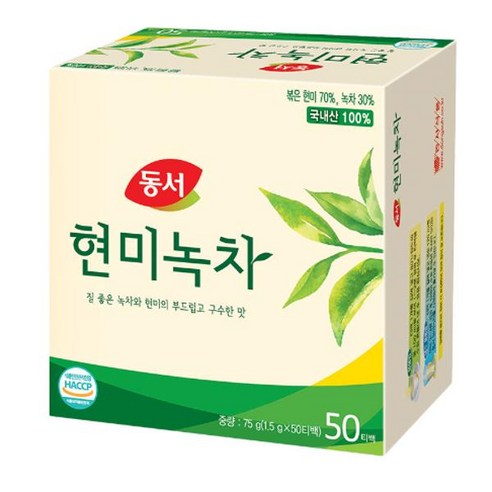 동서 동서 현미녹차 50티백 (75g) 에프터눈티 모에모에큥 사무실 자취템, 1.5g, 50개입, 2개