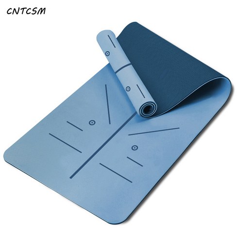 요가매트 댄스 피트니스 스포츠 매트 명상 충격 흡수 무음 미끄럼 방지 요가관 용품 가능, 블루그레이+네이비, 183cm*61cm*8mm 쓰리피스+바디라인