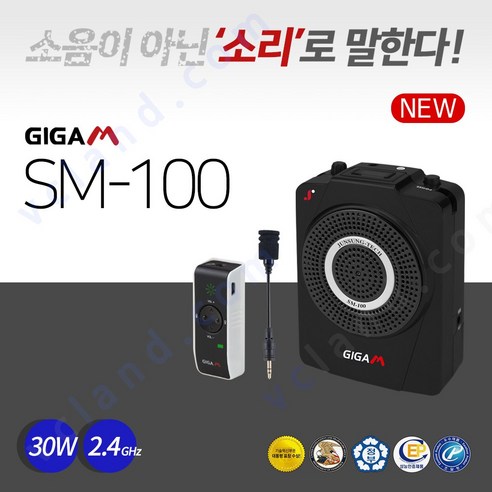 준성기가폰 SM-100 30W 강의용 무선마이크 앰프 기가엠 선생님마이크, 별매품: 기가백