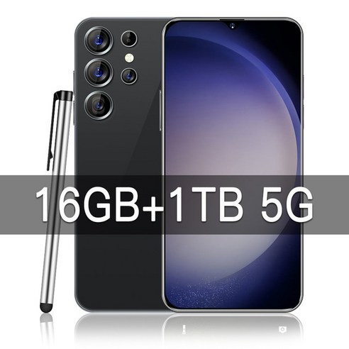   S23 울트라 안드로이드 6800mAh 7.3 인치 HD 스크린 16 + 1TB 휴대폰 글로벌 버전 5G 얼굴 잠금 해제, 한개옵션1, 03 Black 16GB 1TB