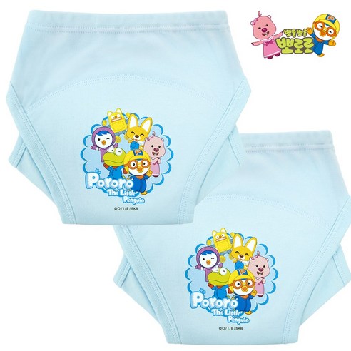 뽀로로 유아 샘방지 순면 배변 훈련 팬티 2P, 2개, 블루
