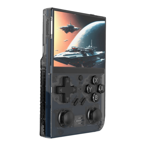 R35 Plus 레트로 미니 휴대용 게임기 고전게임 64G, Black, 64GB